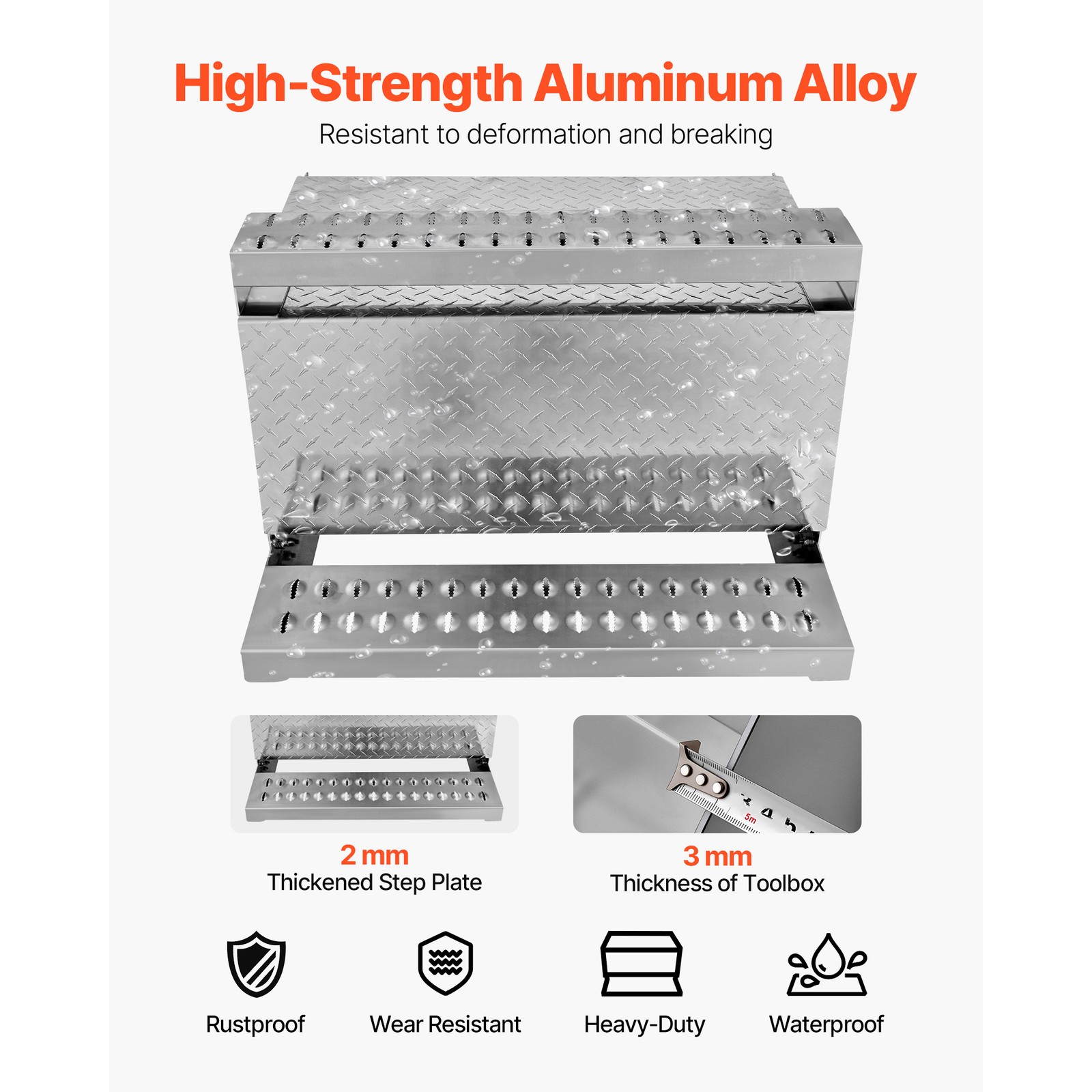 Uimoso Semi-Truck Aluminum Step Tool box 31" x 30" x 19" Durable Storage Box