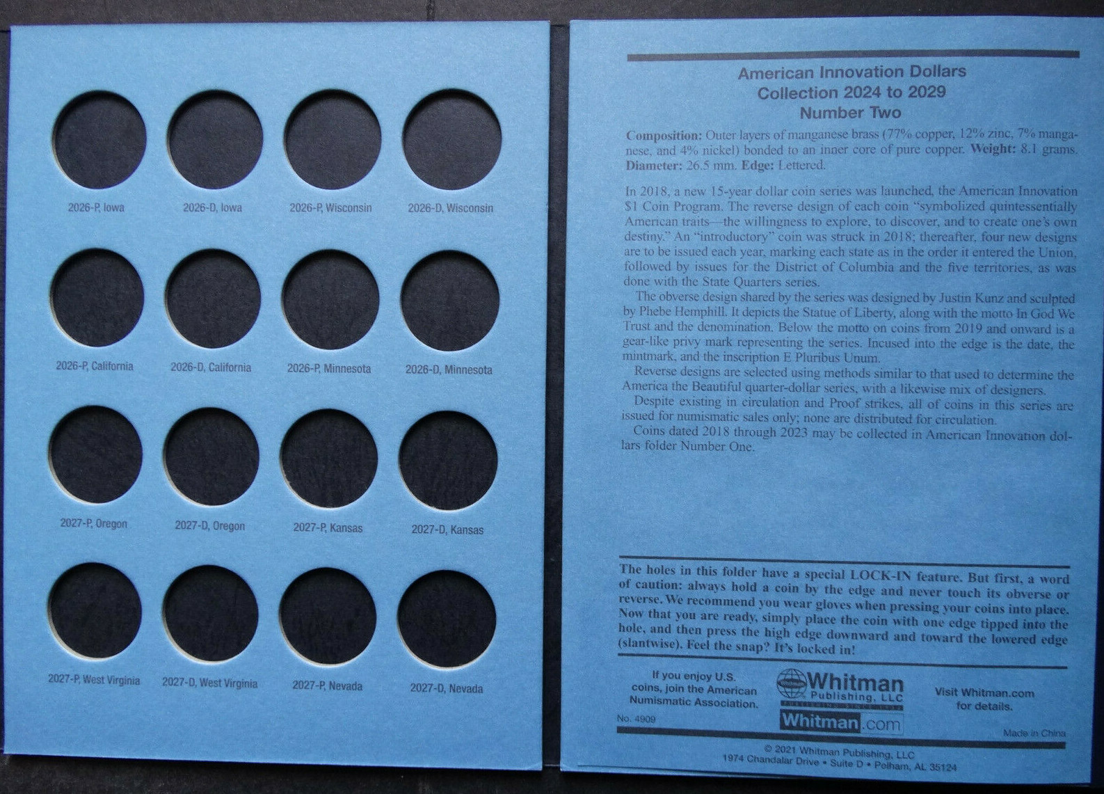 Set of 2 Whitman American Innovation Dollars Coin Folder 2018-2029 Album Book