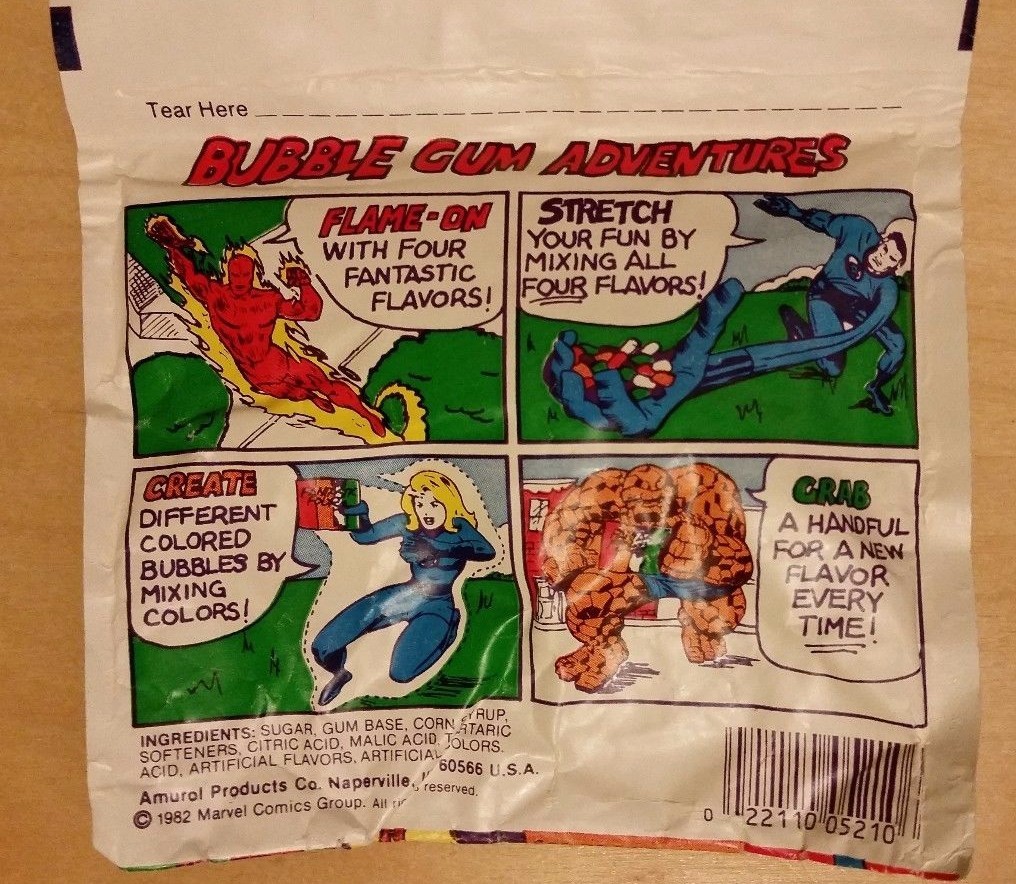 VINTAGE MARVEL COMICS FANTASTIC FOUR AMUROL BUBBLEGUM PACK 1982 SEALED POUCH