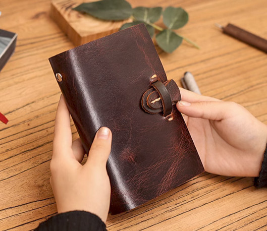 A7 loose leaf  Writing note Notebook sketchbook Diary Notepad leather brown Q308