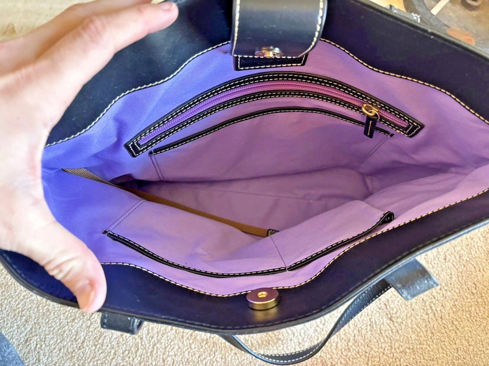 Dooney & Bourke Mary Poppins Hadley Tote Bag Disney Leather Trim Blue