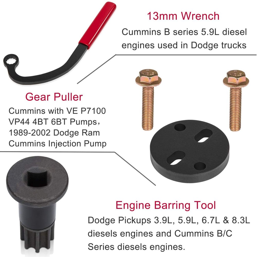 For Dodge Cummins Engine Barring Tool Injection Pump Gear Puller Lock Nut Wrench