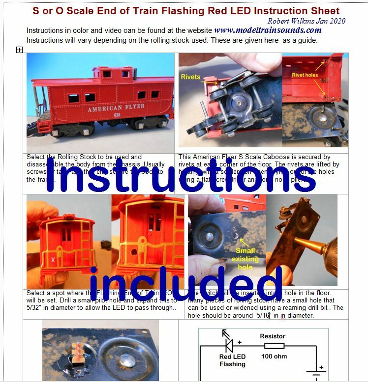End Of Train Device for O & S Scale with Flashing Red LED Kit