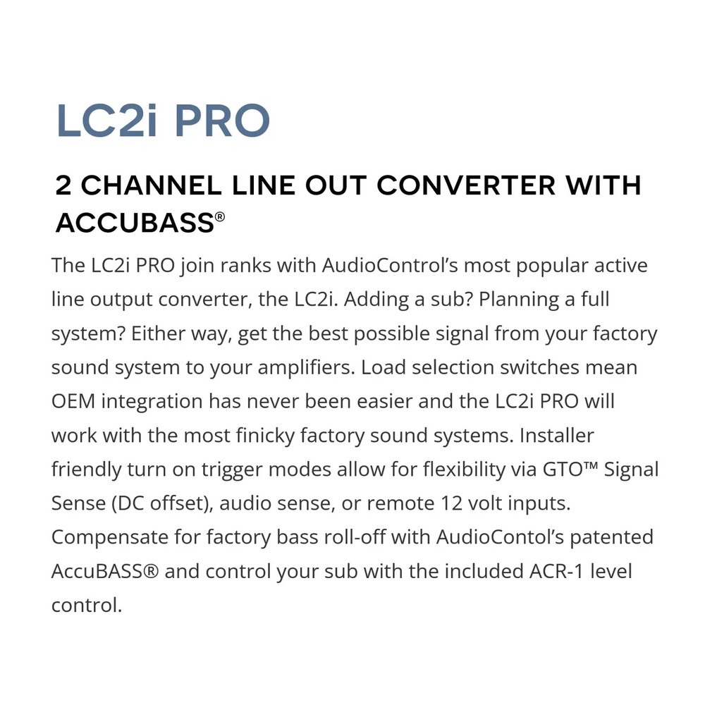 AudioControl LC2i PRO+LPHCH42 Amplifier Integration Solution for Dodge Jeep Ram