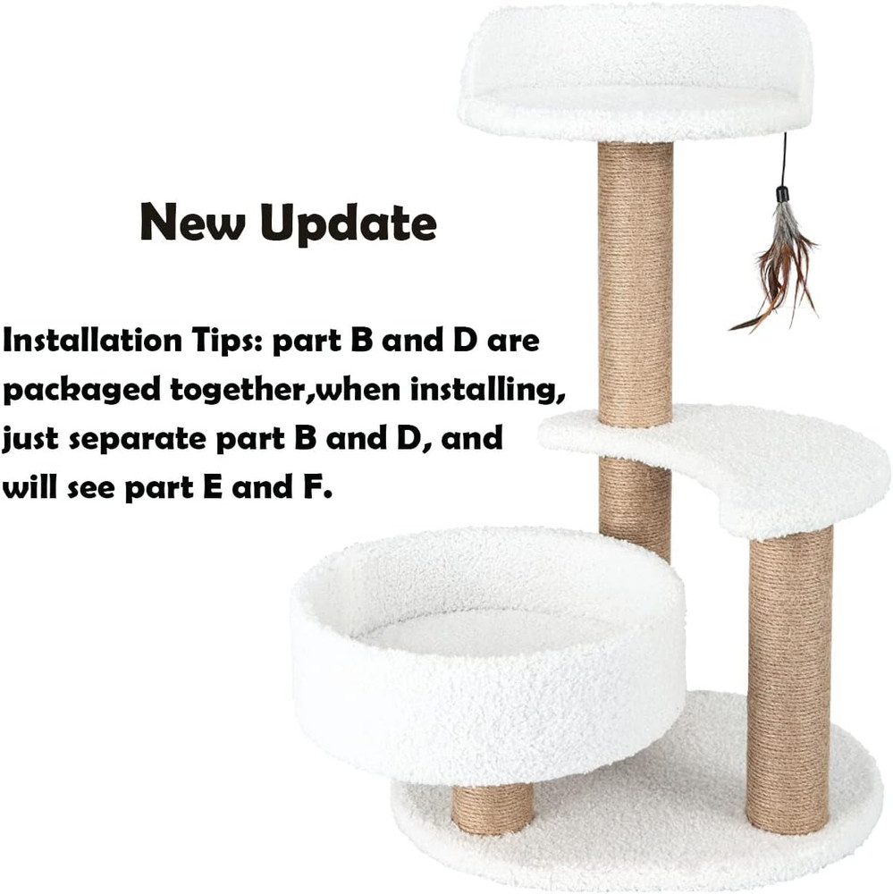 Stylish Cat Tree Tower with Scratching Post, Hammock & Perch for Small Cats