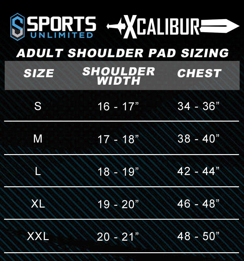 Sports Unlimited Xcalibur Adult Football Shoulder Pads, New