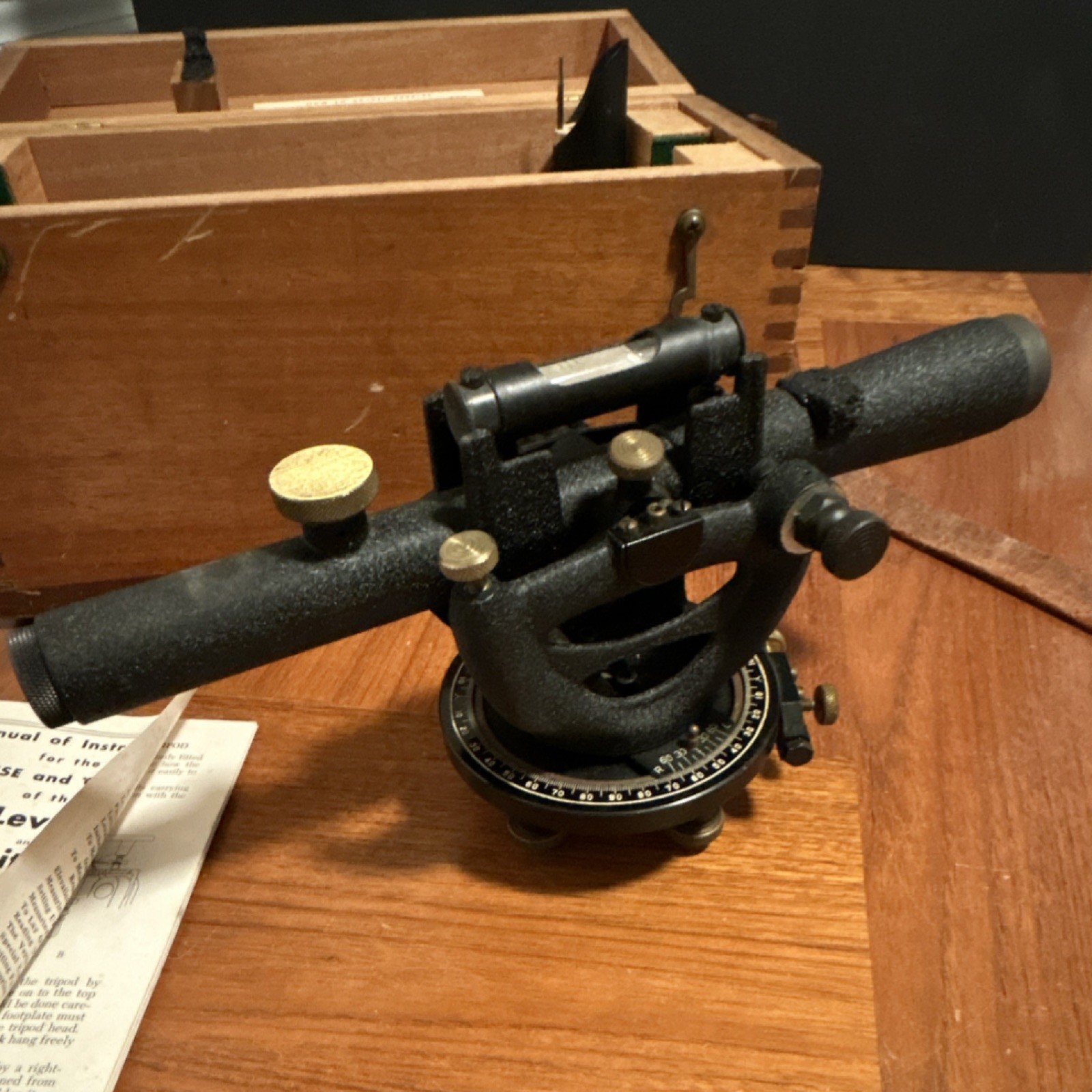 Berger 143A Transit-Level Engineering Instrument with Wooden Case and Manual