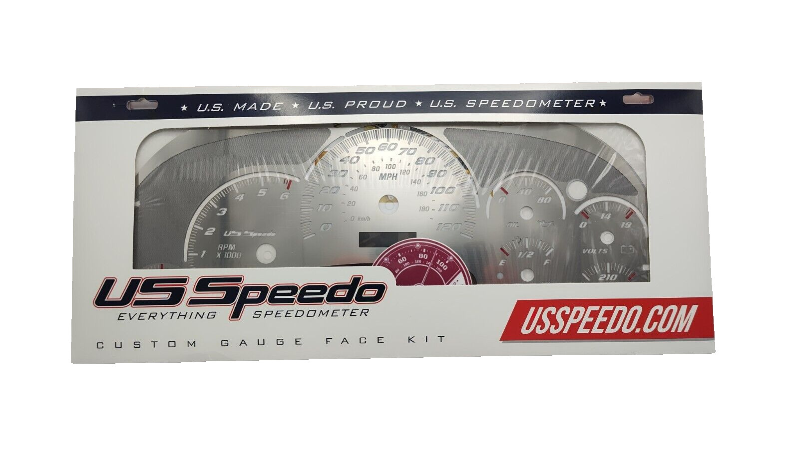 US Speedo Stainless Steel Gauge Face Kit White Text Matching Pointers GM 2003-06