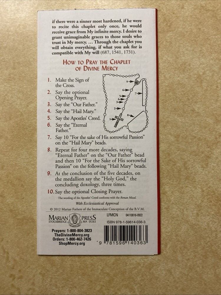 Divine Mercy Novena And Chaplet Rosary Companion Prayer Booklet Pamphlet