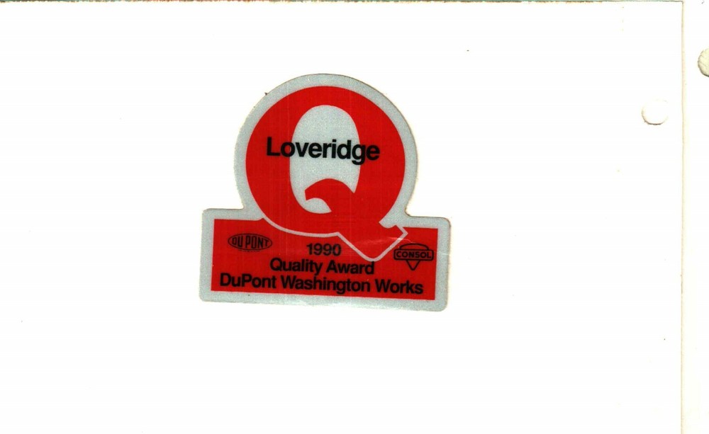 NICE LOVERIDGE  CONSOL COAL CO. COAL MINING STICKER # 555