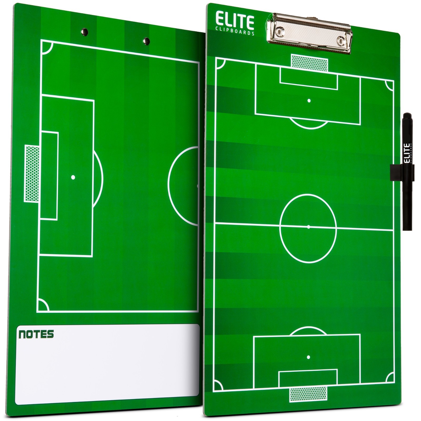 Elite Clipboards Double Sided Dry Erase Coaches Soccer Marker Board with Marker