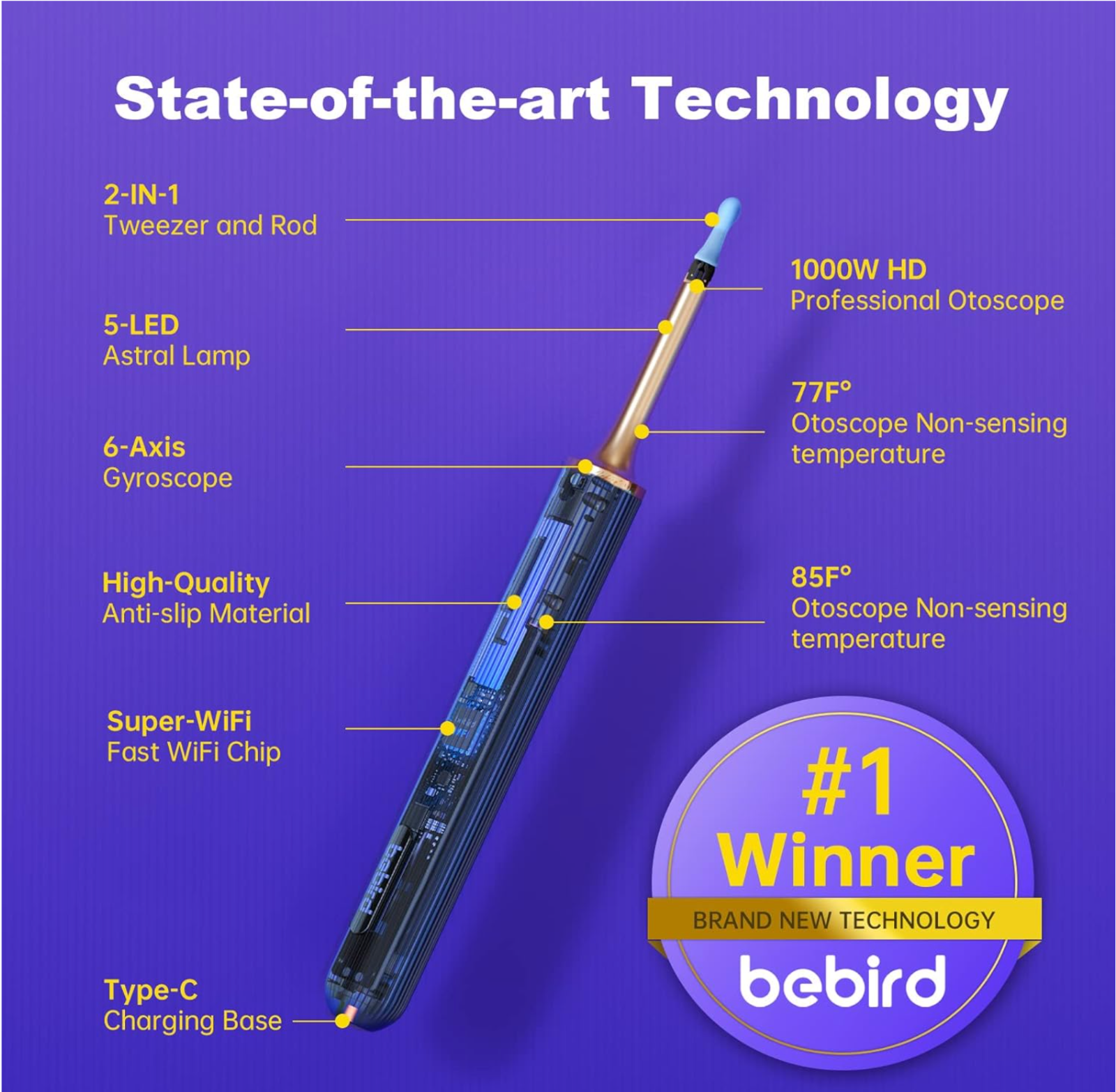 BEBIRD Note5 Pro Visual Smart 10 Megapixel HD Ear Wax Removal Endoscope Camera