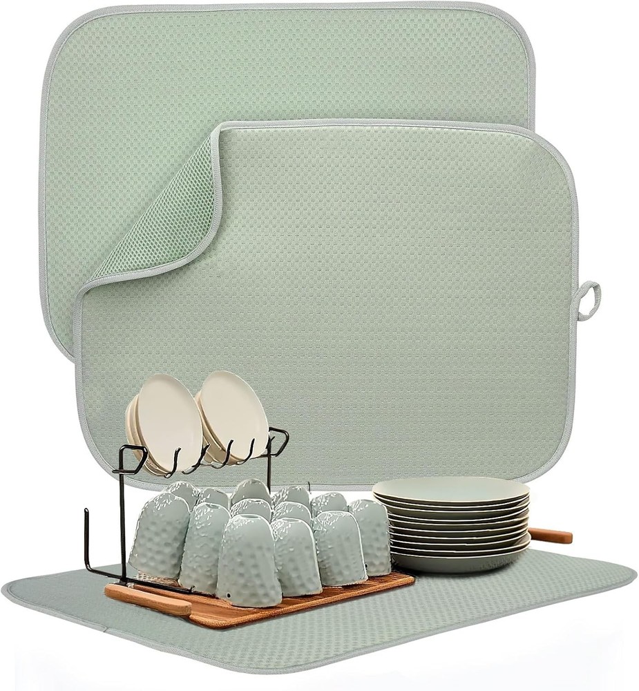 2 Pas Dish Drying Mats for Kitchen Counter, Drying Matt Kitchen Counter,