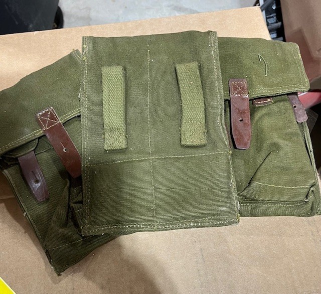 Romanian Military 3 Cell Ammo Canvas 7.62x39 Magazine Pouch Lot Of 3 Surplus