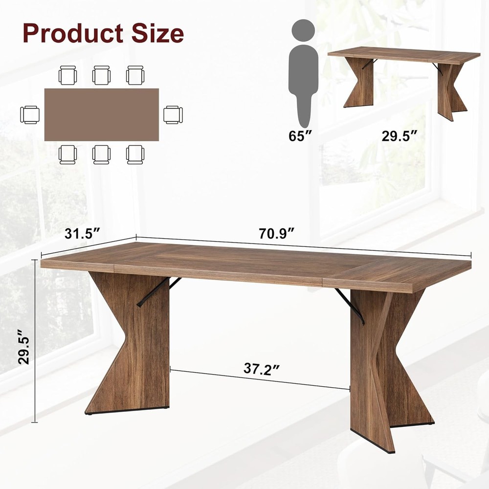 Thick Panel/Footboard Double-Sided Triamine Rectangular Dining Table Iron Foot 1