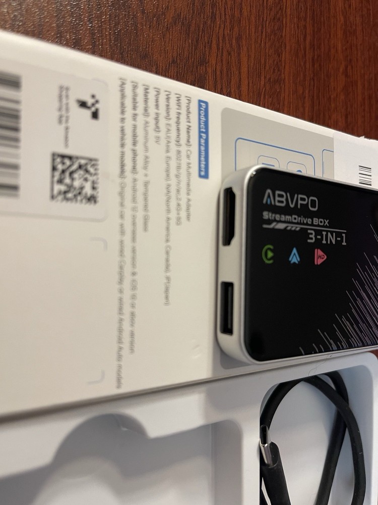 3-in-1 Wireless CarPlay Adapter & Android Auto, Plug & Play, Bluetooth 5.0 ABVPO