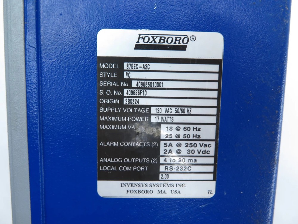 Foxboro 875EC-A2C Conductivity Analyzer / Transmitter