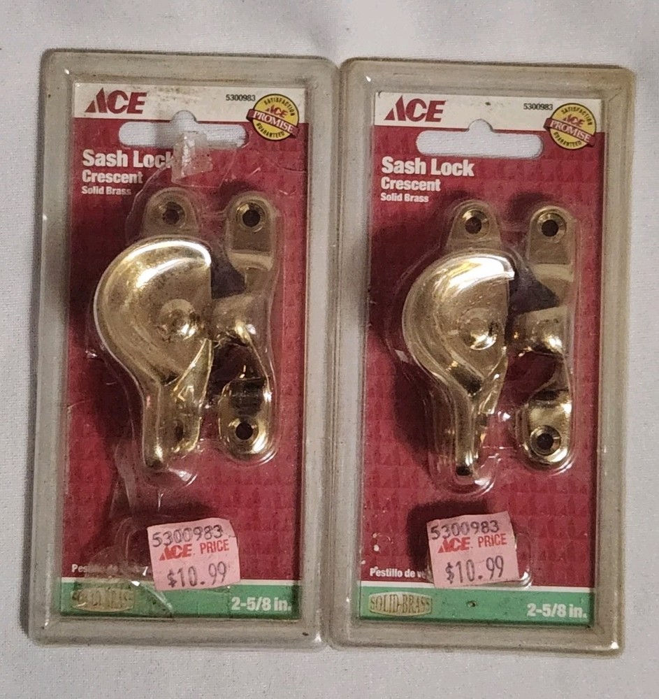 ACE Sash Lock Crescent Solid Brass 2 Pack - 2⅝ in.