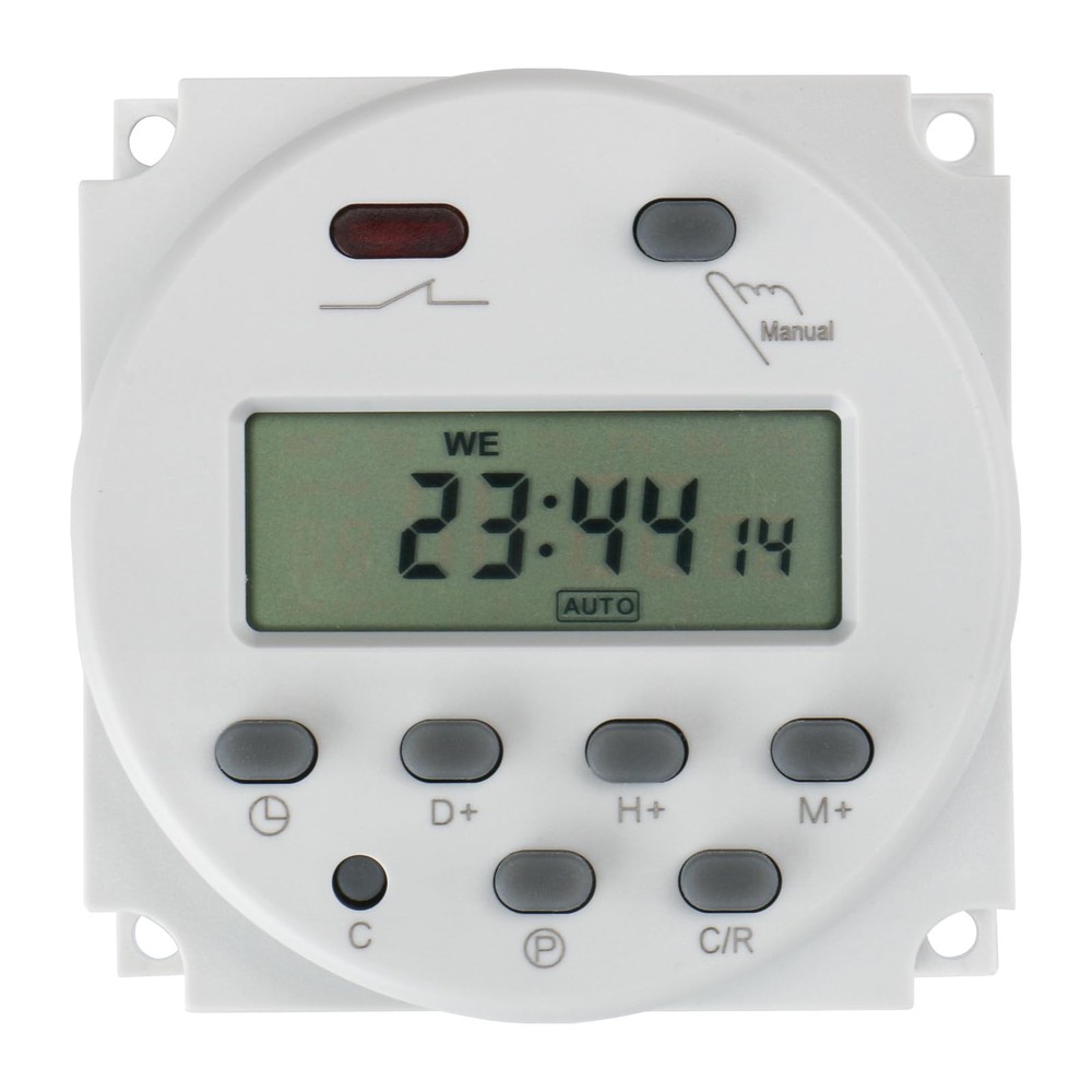 Baomain Time Switch Relay,Digital LCD Programmable Timer,110V AC Timer, White