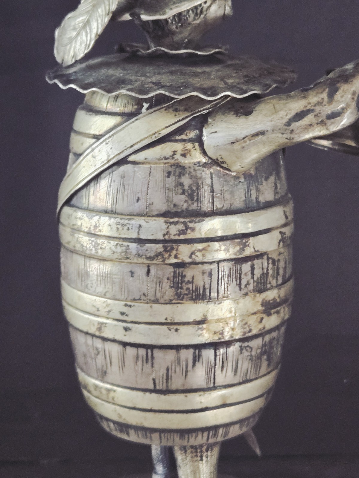 ANTIQUE HANAU GERMAN STERLING SILVER CUP TANKARD BEER STEIN DRUNK MAN FIGURE