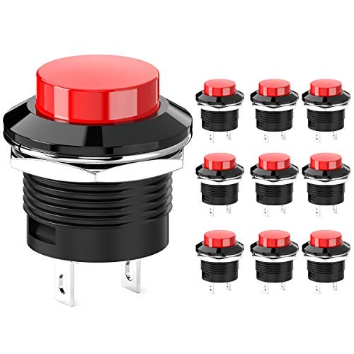 Momentary Push Button Switch Mini No Lock Round Switch AC 250V / 3A AC Red Cap
