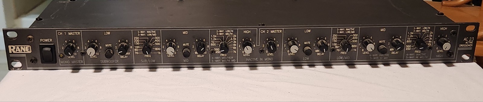 Vintage Rane AC 23 Active Crossover With Power Supply Cord Rack Mountable