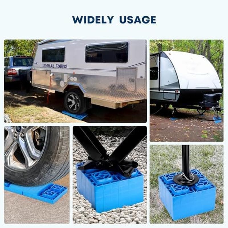 Heavy Duty RV Leveling Blocks 12 Pack Interlocking Storage Bag Sturdy Support US