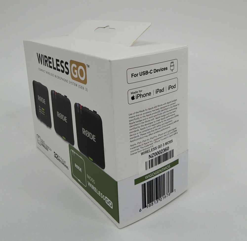 RØDE Wireless GO 3 Moss Microphone System, 32 Bit Float, USB-C, Gain Assist