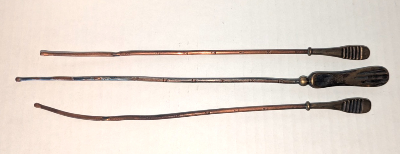 Vintage Medical Gynecological Uterine Sound / Probes Oddity Lot Of 3 (D3)