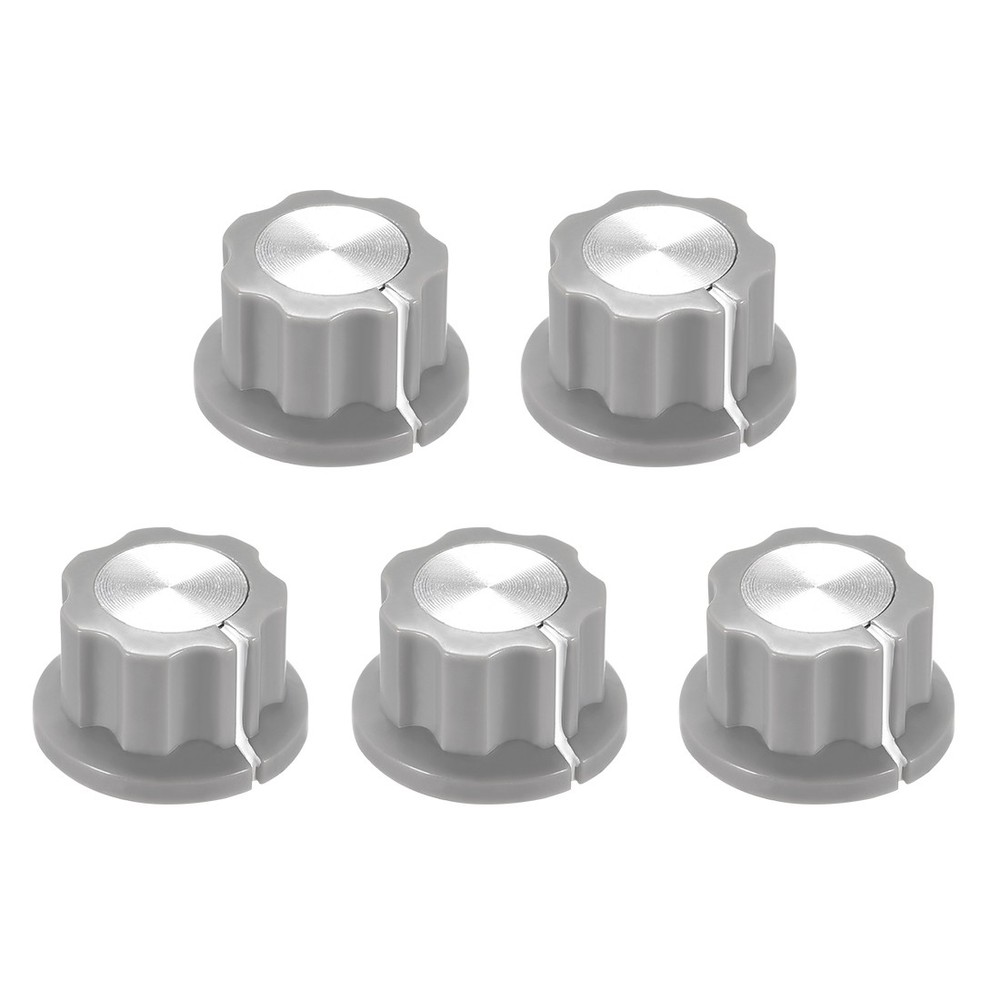 5 Pcs 6.4mm Shaft Hole Potentiometer Volume Control Rotary Knobs Grey