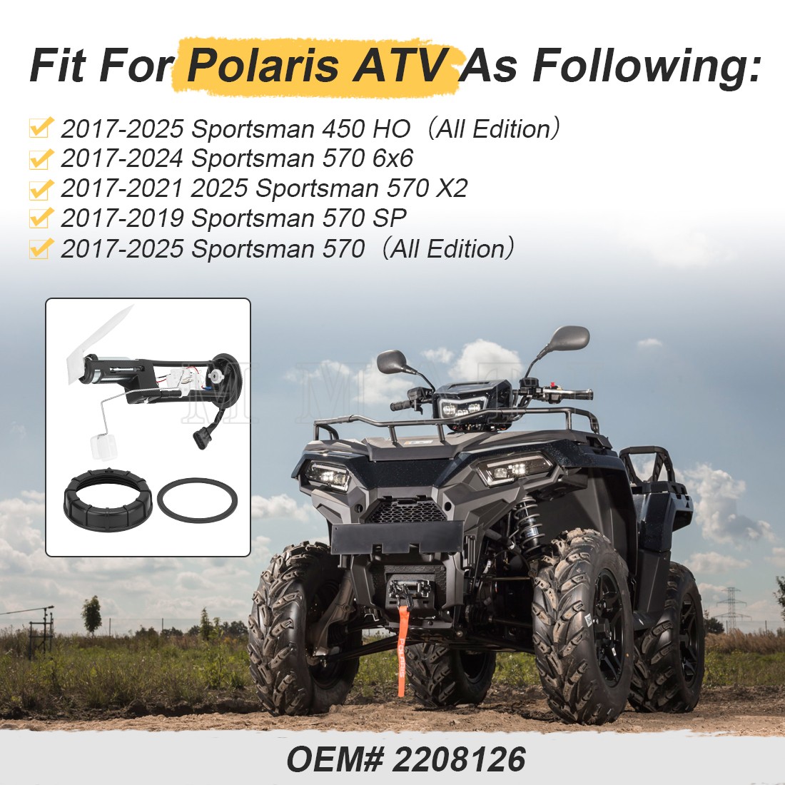 2208126 Fuel Pump Assy For 2017-2023 Polaris Sportsman 450, 570 EFI #47-1008