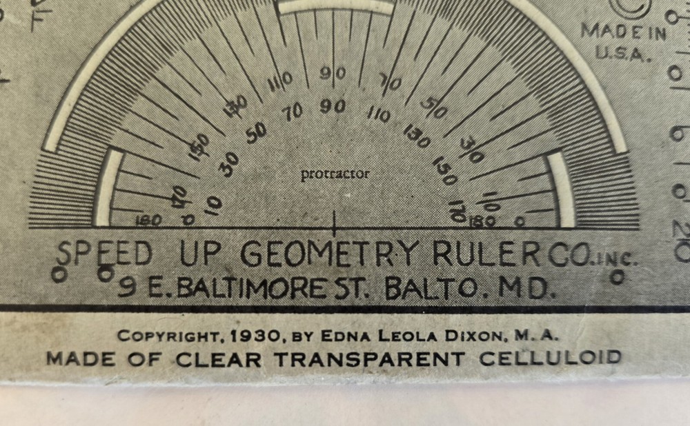 Speed-Up Geometry Ruler, Booklet, Engineering Compass, Protractor- Math Vtg