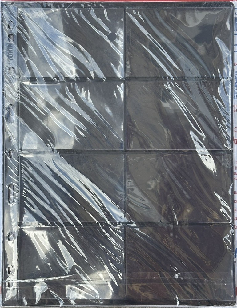 10 Sheets with 9 Binder Holes Double Sided Stamp Album Stock Pages(8 pockets)#8