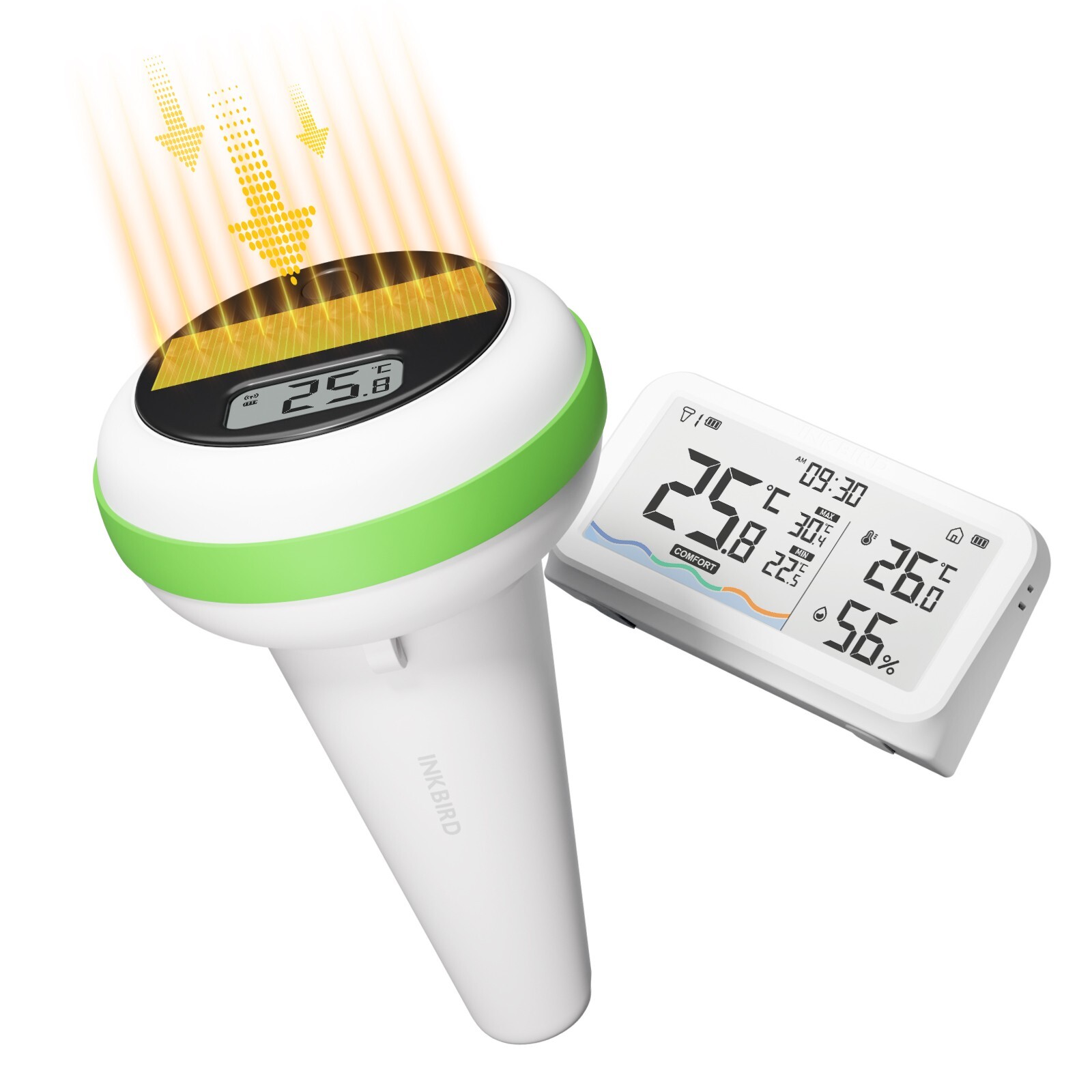 Solar Spa Floating Pool Thermometer Wireless Inkbird IBS-P03R IP68 Waterproof CF