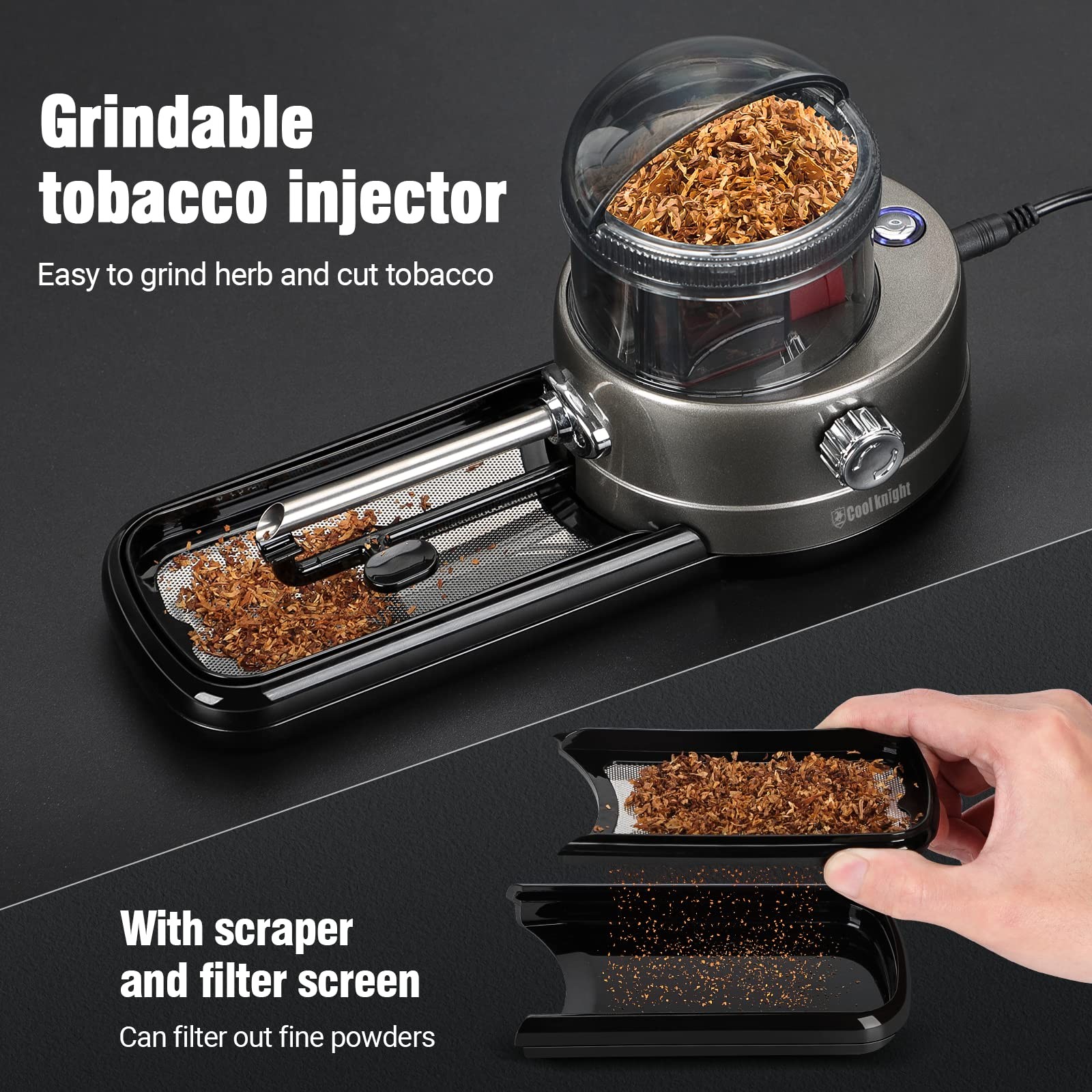 Electric Cigarette Rolling Machine, Portable Tobacco Injector Machine Can Grind