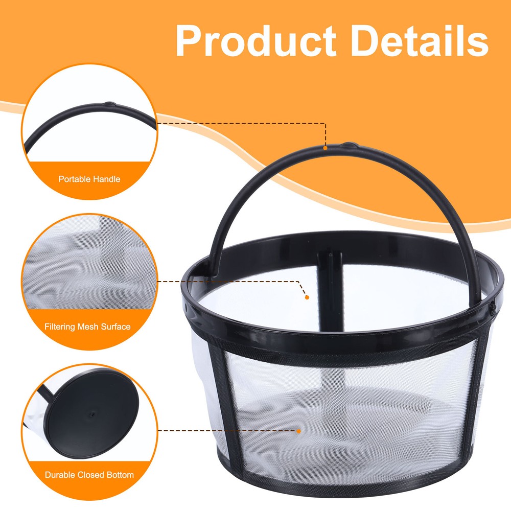 Coffee Filter Basket, Reusable Filter Replacement with Closed Bottom, White