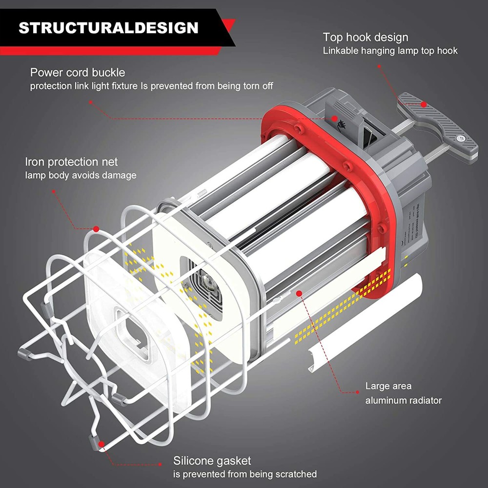 KUKUPPO 80W LED Temporary Work Light 11360lm Linkable Construction Lights 5000K