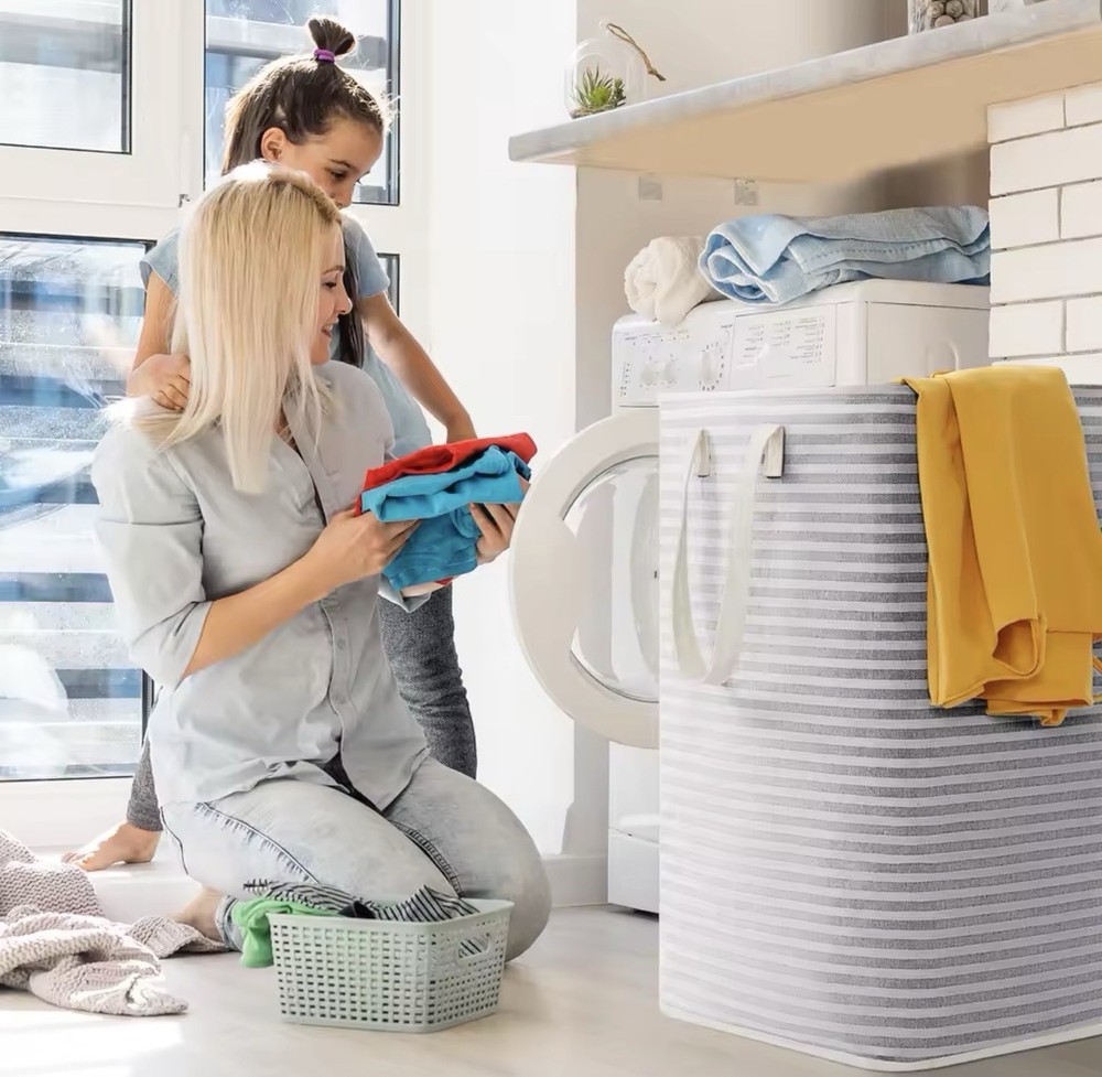2pc Laundry Hamper Large Collapsible Laundry Basket,Freestanding Clothes Hamper