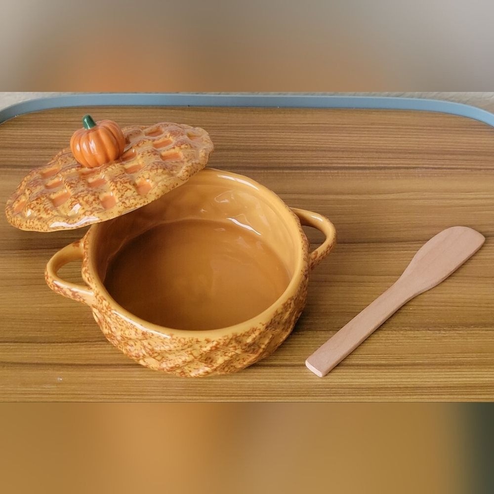 Wild Eye Designs Ceramic Pumpkin Pie Brie Baker Dish