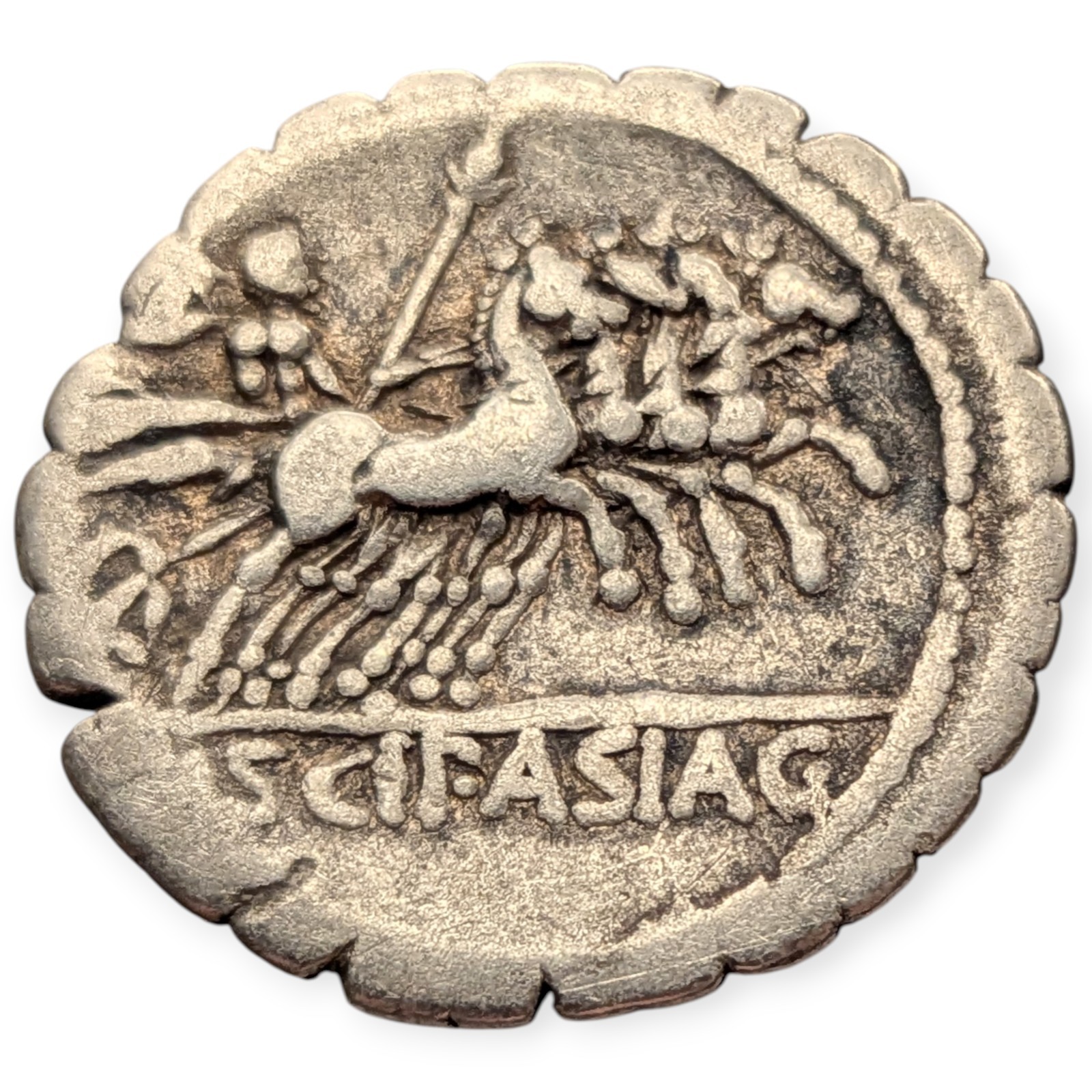 106 BC Roman Republic Denarius L. Cornelius Scipio Asiaticus Jupiter Silver 11Q