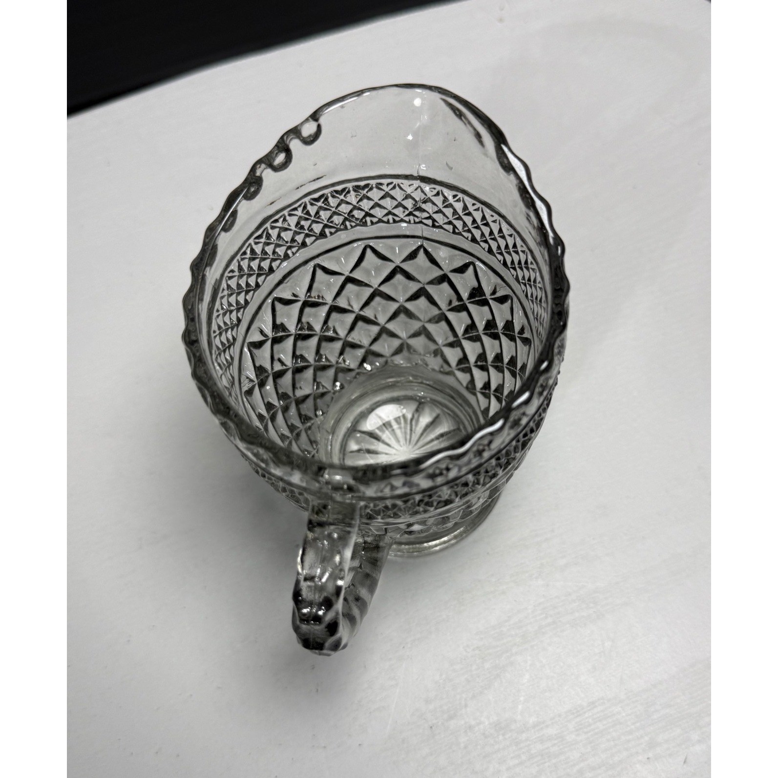 Vintage MCM Anchor Hocking Wexford Gray Creamer Pressed Glass 1960's