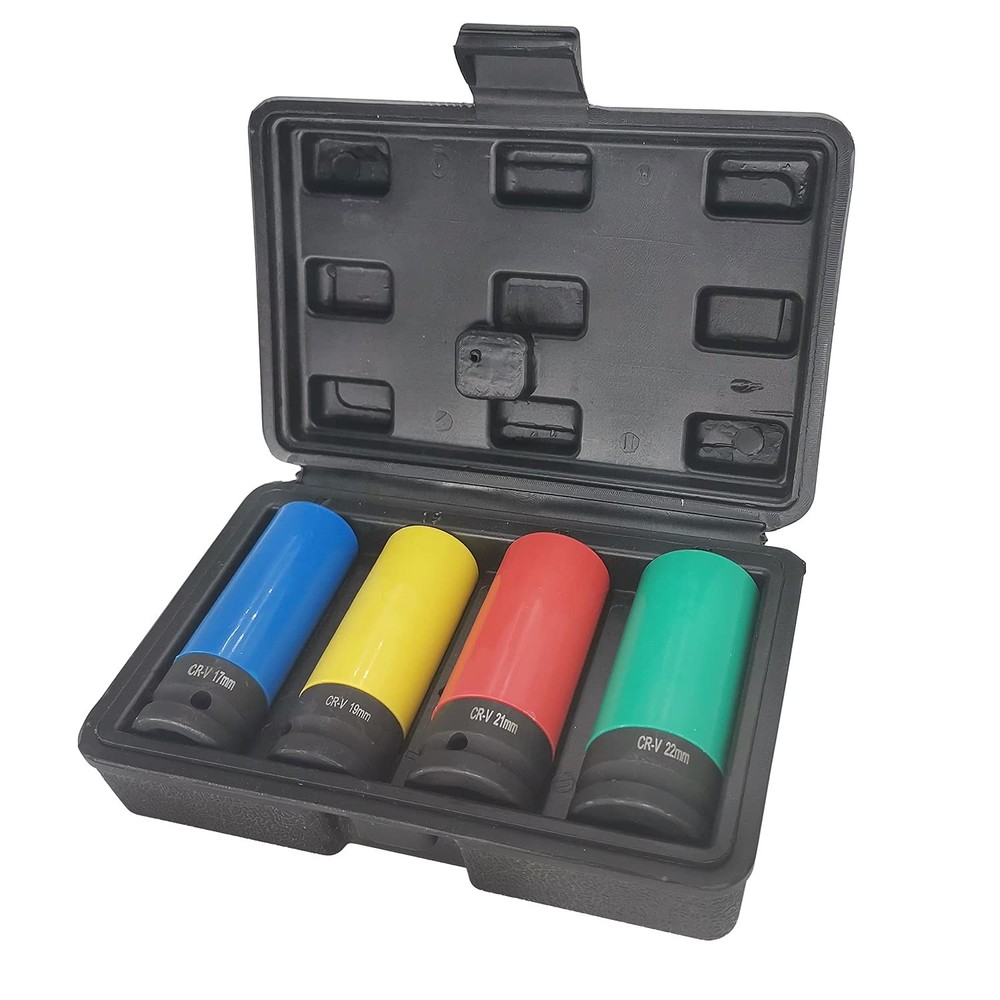 ACEBON 1/2 Inch Drive Wheel Protector Impact Socket, Thin Wall Deep 4 PCS