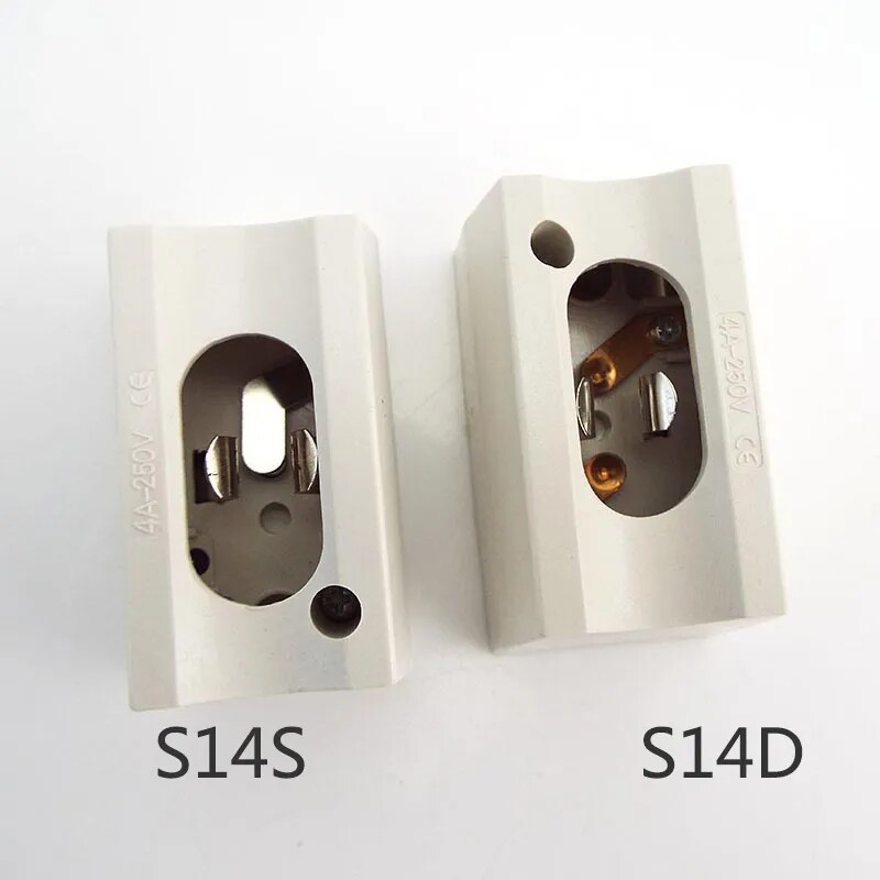 2x Light Socket S14S / S14D Lamp Holder Mirror Wall Light Socket Base Adapter