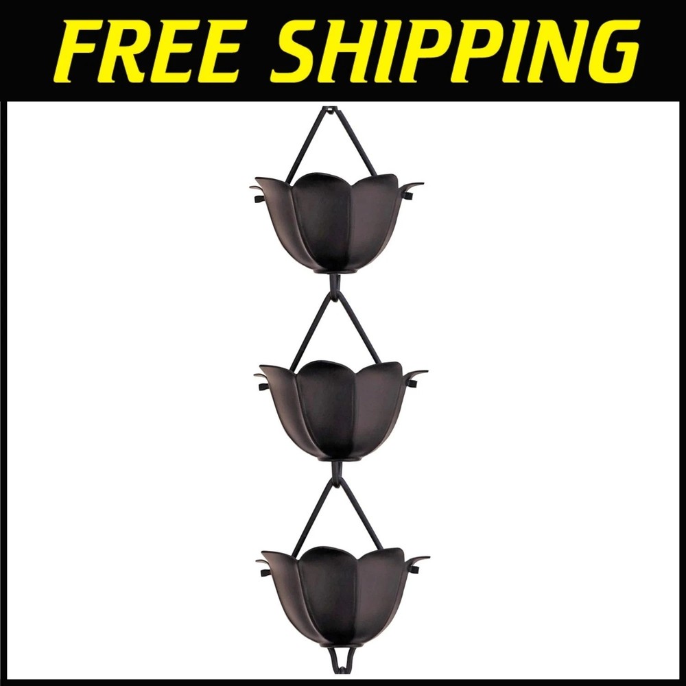 Modern Black Rain Chain - Heavy Duty Construction