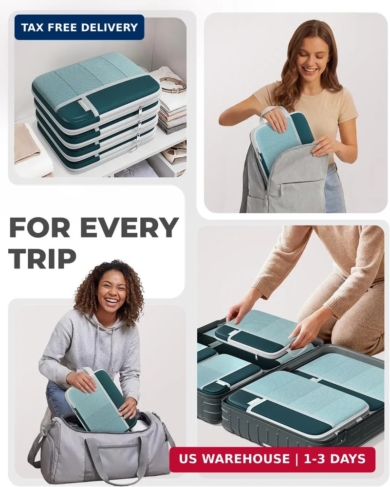 Percover Compression Packing Cubes 4-Piece Set, Packing Cubes Compression for Tr