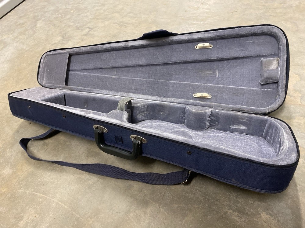 Durable Cloth Fluff Triangle Shape Case Gray/Beige Lining for Violin Blue