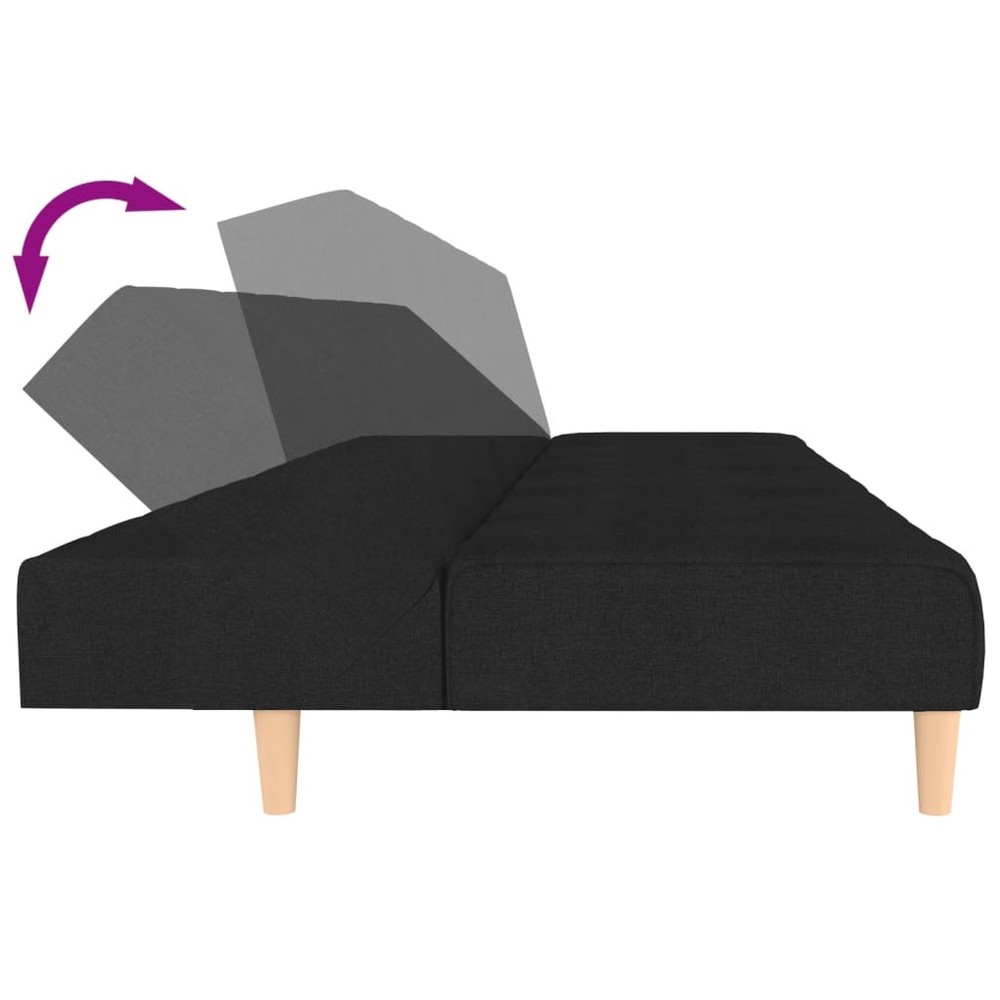 Sofa Bed Black Polyester fabric, Wood, Plastic, Foam 2-Seater