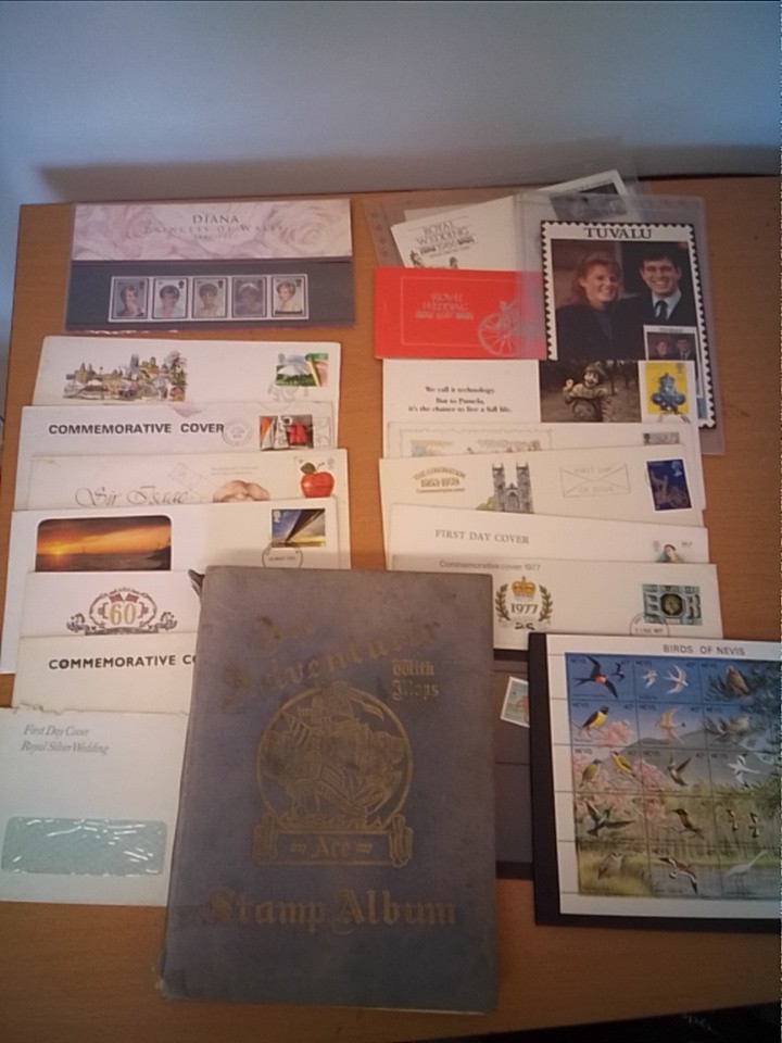 Ace Adventurer Stamp Album w/ Maps by Richards Worthing Plus Stamps FDC Bundle