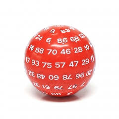 "Red" Single 100 Sided Polyhedral Dice (D100) | Solid Green Color (45mm) White