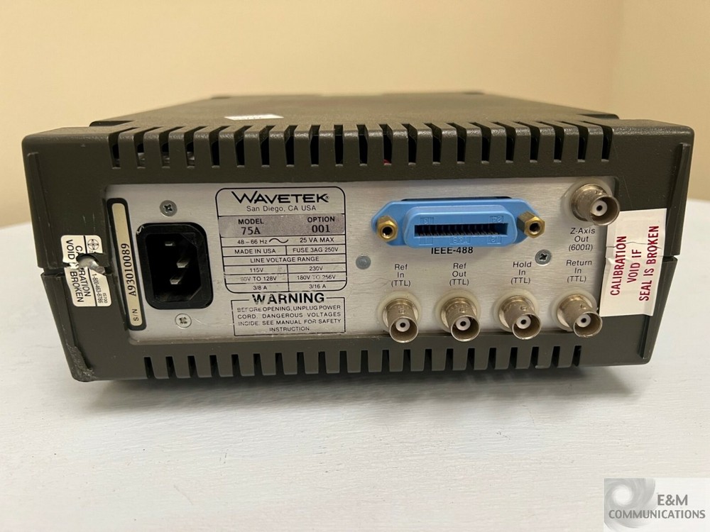 MODEL 75A WAVETEK 5 MHZ ARBITRARY WAVEFORM GENERATOR SERIAL # A93010089